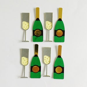 Champagne Glasses Papercraft Embellishments Bottles Drinks Scrapbooking Ephemera Card Making Toppers Card Decorations Craft Supplies image 1