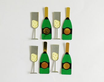 Champagne Glasses Papercraft Embellishments Bottles Drinks Scrapbooking Ephemera Card Making Toppers Card Decorations Craft Supplies