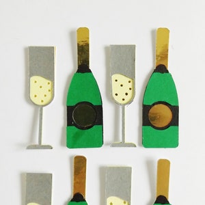 Champagneglazen Papercraft Versieringen Flessen Drankjes Scrapbooking Ephemera Kaarten maken Toppers Kaartdecoraties Knutselbenodigdheden afbeelding 2