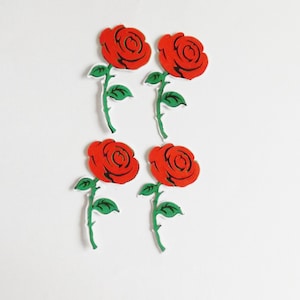 Adornos de papel con flores de rosas rojas, adornos florales para tarjetas, álbumes de recortes, Emphera, diario, acentos decorativos, suministros para manualidades