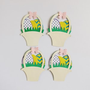 Paniers d'oeufs de Pâques Décorations en papier Scrapbooking printanier Éphémères Fabrication de cartes Toppers Décorations de cartes Fournitures créatives