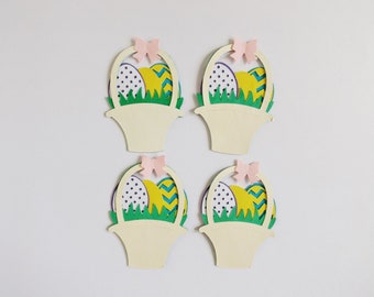 Easter Eggs Baskets Papercraft Embellishments Spring Scrapbooking Ephemera Card Making Toppers Card Decorations Craft Supplies