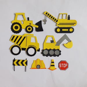 Construção Veículos Ferramentas Papelaria Enfeites Escavadeiras Trabalhadores Scrapbooking Ephemera Toppers de Cartão Diário Decorações Suprimentos de Artesanato