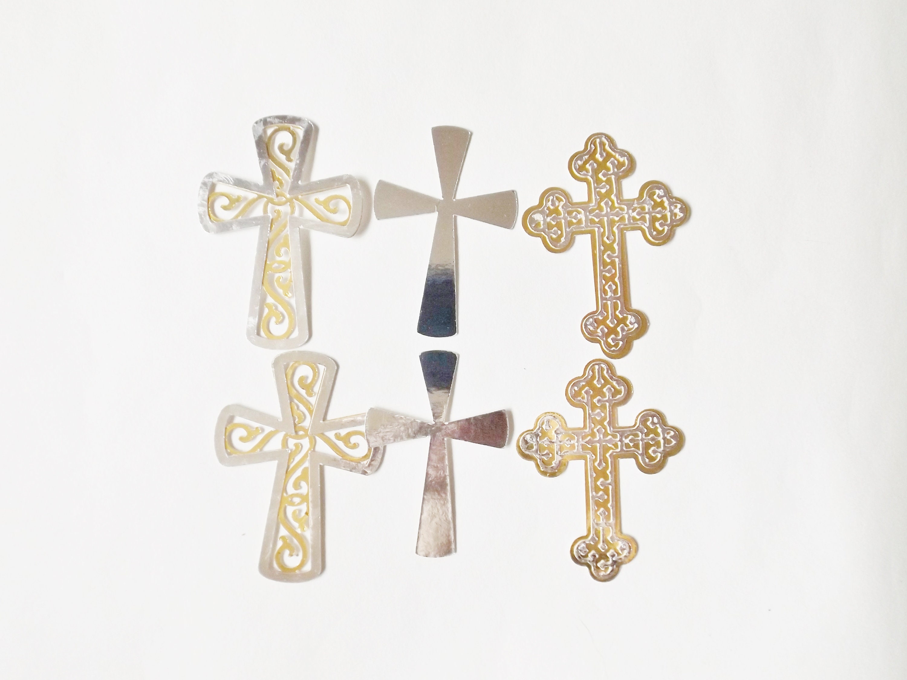 50 Gold Or Silver Cross Religious Card Making Scrapbook Craft Embellishments