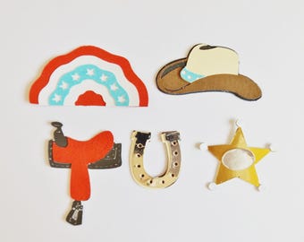 Cowboys Papercraft Embellishments Horse Riding Rodeo Scrapbooking Ephemera Card Toppers Journal Decorations Crafts