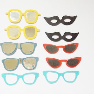 Gafas en miniatura, adornos de papel, anteojos, scrapbooking, efímeras, gafas de sol, fabricación de tarjetas, adornos, decoraciones, suministros para manualidades
