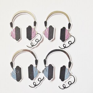 Fones de ouvido em miniatura Enfeites de papel Artesanato musical Cartões de topo Scrapbooking Decorações efêmeras Suprimentos para artesanato com cartões