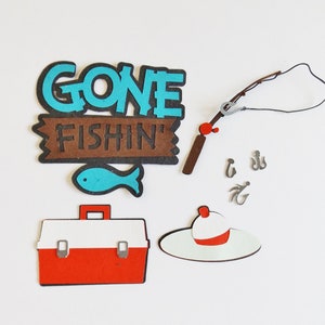 Fishing Equipment Papercraft Embellishments Sporting Scrapbooking Ephemera Angling Card Making Toppers Decorations Card Craft Supplies