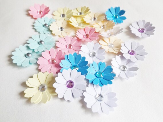 Small detailed Flowers 30 Floral Craft Embellishments Mixed Colours