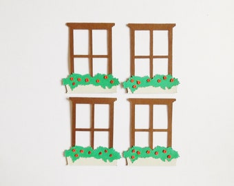 Home Windows Flower Boxes Papercraft Embellishments House Scrapbooking Ephemera Card Making Toppers Accent Decorations Craft Supplies