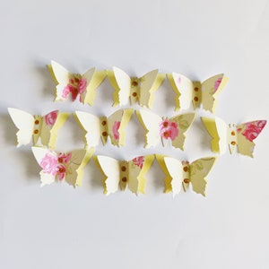 Enfeites de artesanato de borboleta floral, flor amarela, cartão, toppers, borboletas, scrapbooking, decorações efêmeras, materiais de artesanato