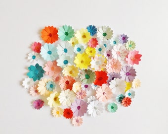 Mixed Paper Flowers Papercraft Embellishments Scrapbooking Card Making Toppers Floral Craft Supplies