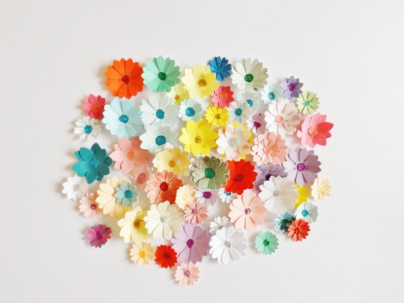 Mixed Paper Flowers Papercraft Embellishments Scrapbooking Etsy UK