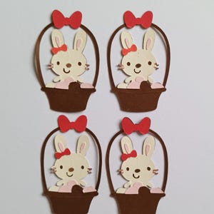 Conigli di Pasqua, abbellimenti di carta, cesti di Pasqua fustellati, album di ritagli, effimeri, creazione di biglietti, topper, forniture per biglietti decorativi