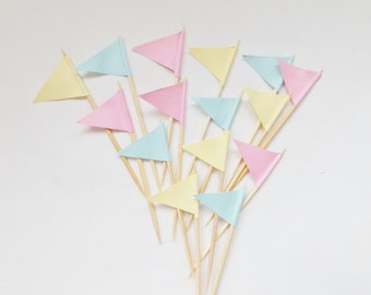 Pastel Cupcake Picks Colourful Cake Toppers Embellishments Party Decorations Baking Flags Picks Craft Supplies