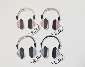 Auriculares con brillantina, manualidades de papel, adornos, adornos para tarjetas musicales, álbumes de recortes, efímeras, diarios, decoraciones, manualidades