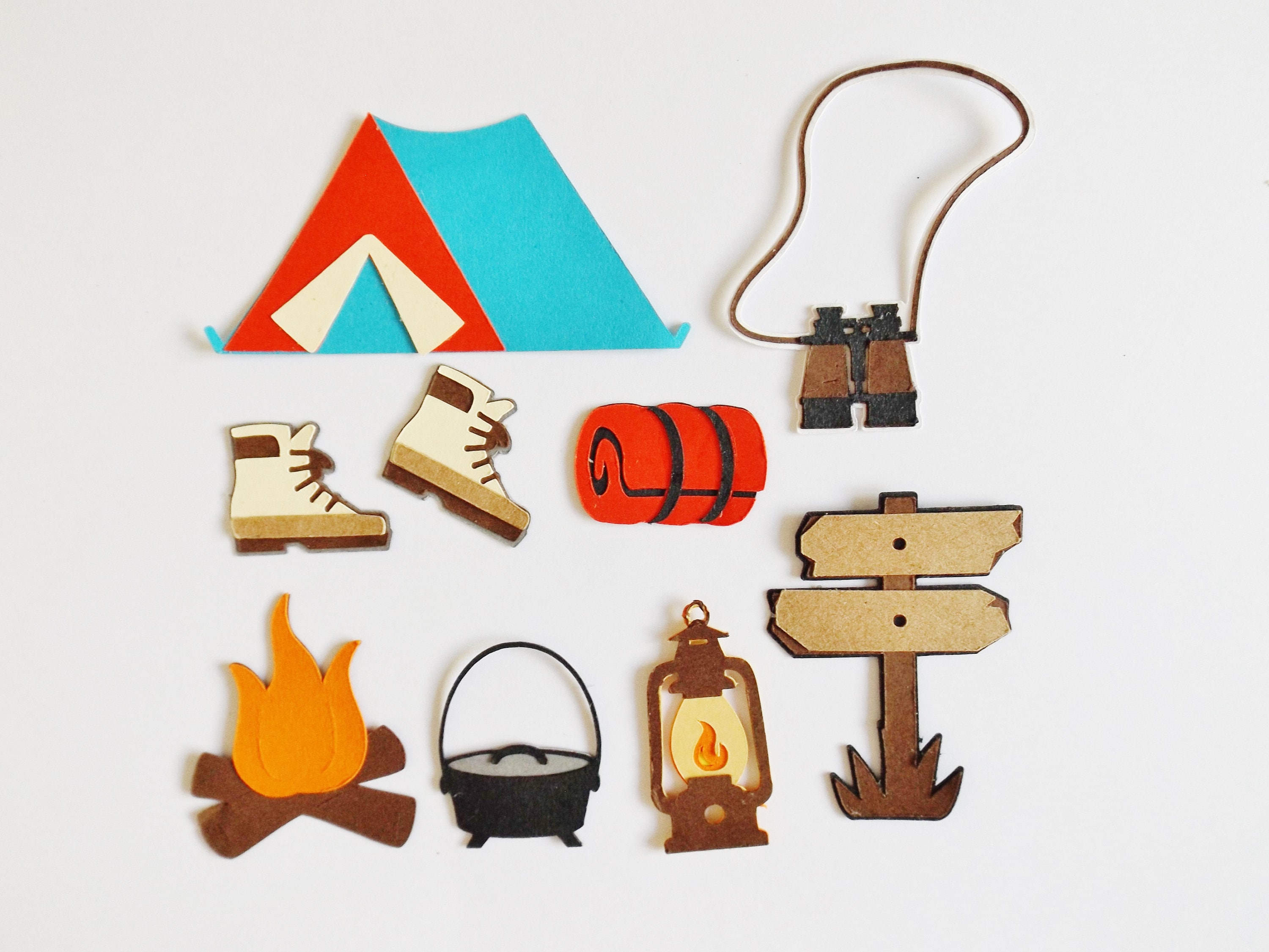 Camping Hiking Travel Papercraft Embellishments Scrapbooking Card