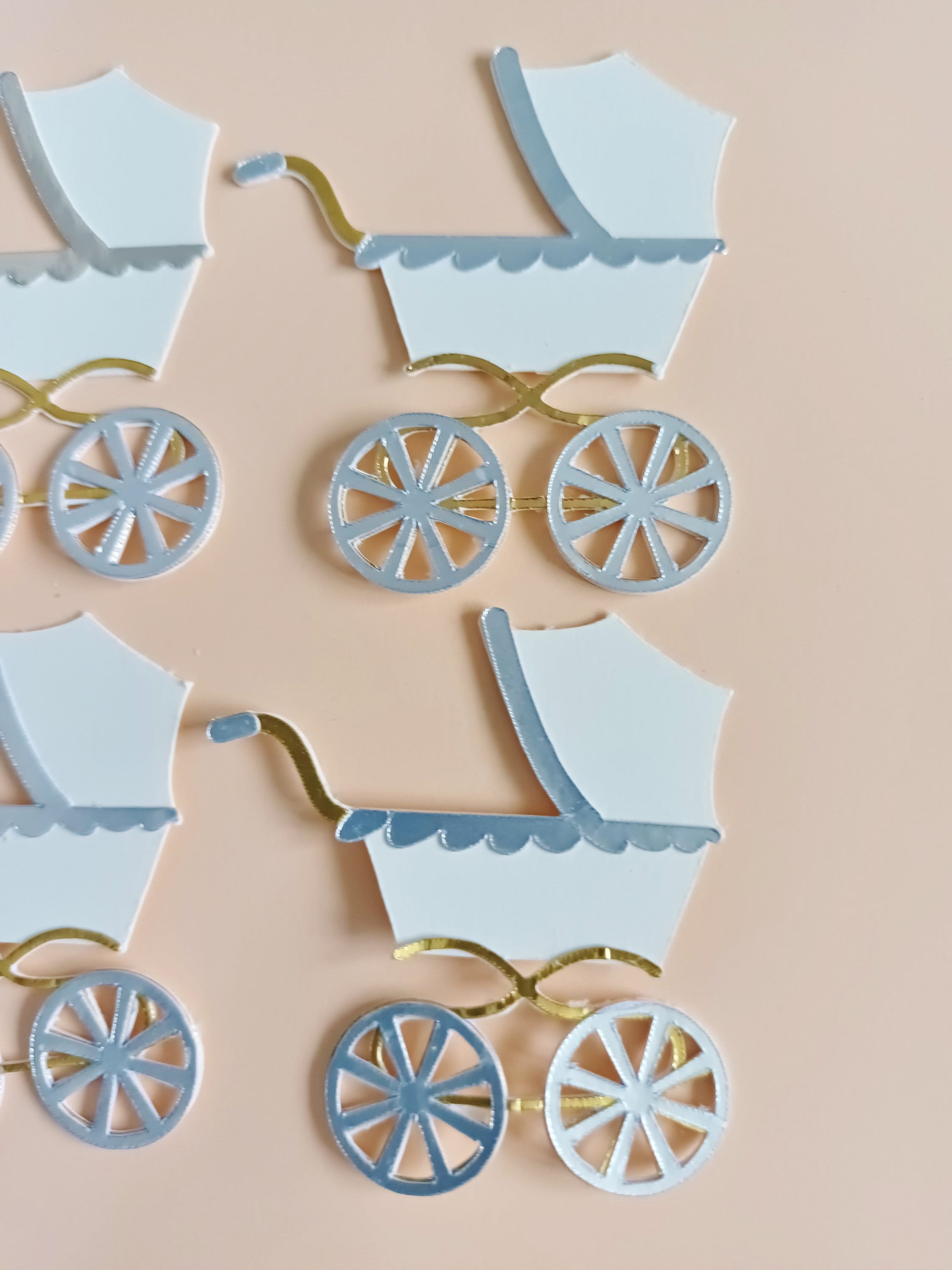 Paper Pram Baby Stroller Papercraft Embellishments Vintage Pram Scrapbook Ephemera ...