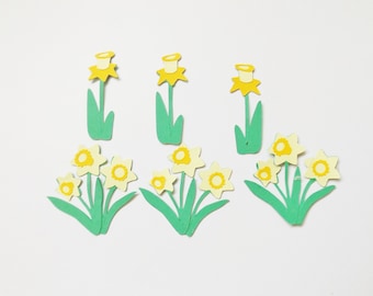 Daffodils Papercraft Embellishments Spring Flowers Scrapbooking Ephemer Floral Garden Card Making Toppers Card Decorations Craft Supplies