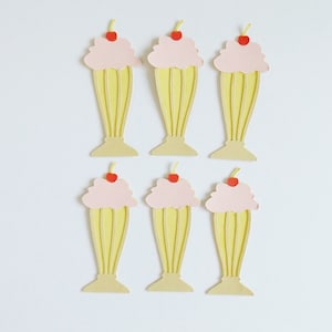 Sorvetes Sundaes Sobremesas Enfeites de papel Comida de verão Topper de cartão Scrapbook Objetos efêmeros Diário Acentos Suprimentos de artesanato