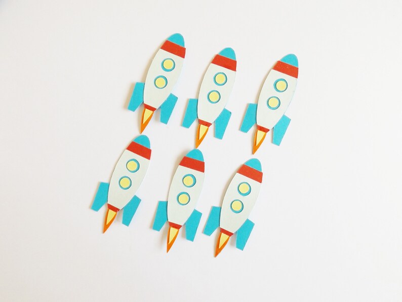 Paper Space Rockets Space Rockets Papercraft Embellishments Spaceship Outer Space Scrapbook ...