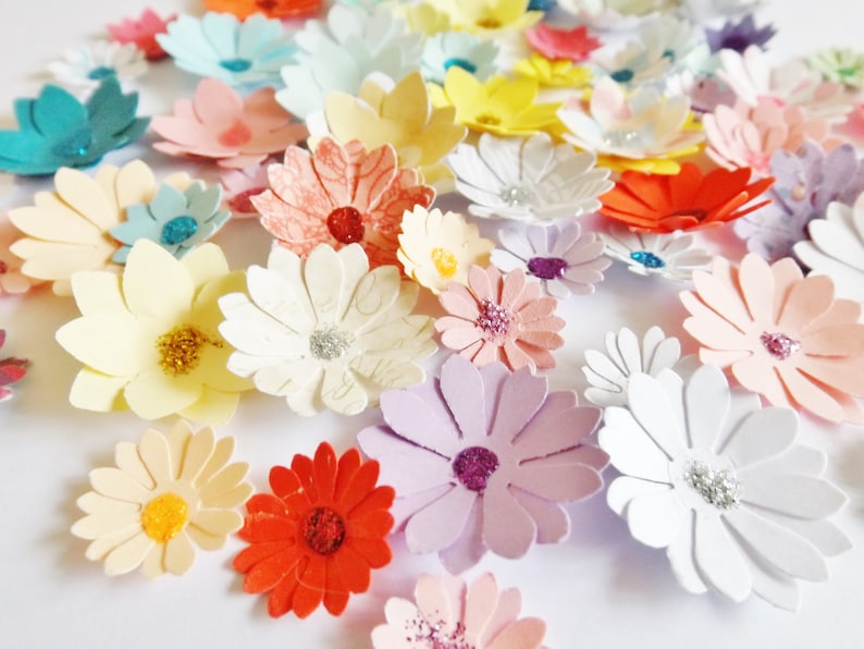 Mixed Paper Flowers Papercraft Embellishments Scrapbooking Card Making