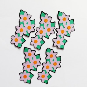 Purple Flowers Papercraft Embellishments Floral Decorations Scrapbooking Ephemera Card Making Toppers Journal Decorations Craft Supplies
