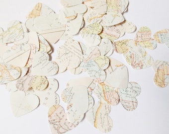 Old World Map Hearts Confetti Journal Embellishments Scrapbooking Party Decorations Paper Maps Scrapbook Ephemera Craft Supplies