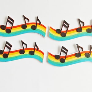 Notas musicales Arcoíris Adornos de papel Scrapbooking Música Efímeras Fabricación de tarjetas Adornos para diarios de tarjetas Decoraciones Suministros para manualidades