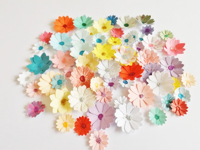 Mixed Paper Flowers Papercraft Embellishments Scrapbooking Etsy UK
