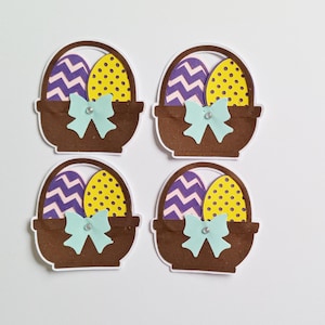Cestas de huevos de Pascua, adornos de papel, troqueles, primavera, álbumes de recortes, efímeras, fabricación de tarjetas, adornos, acentos, suministros decorativos para manualidades