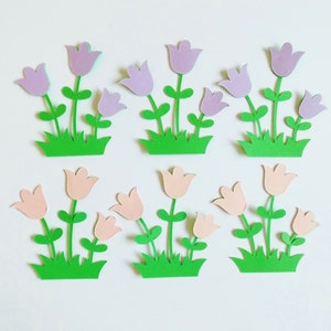 Blumen-Verzierungen Tulpen Papercraft Blumen Scrapbook Ephemera Garten Pflanzen Karte machen Topper Bastelbedarf