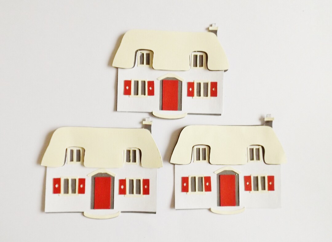 Thatched Cottage Papercraft Embellishments Houses Card Toppers ...