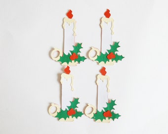 Christmas Holiday Candles Holly Papercraft Embellishments Scrapbooing Card Making Craft Supplies