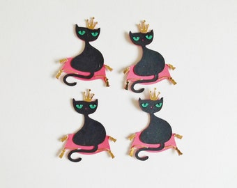 Princess Black Cats Papercraft Embellishments Pets Scrapbooking Ephemera Animal Card Making Topper Card Decorations Craft Supplies