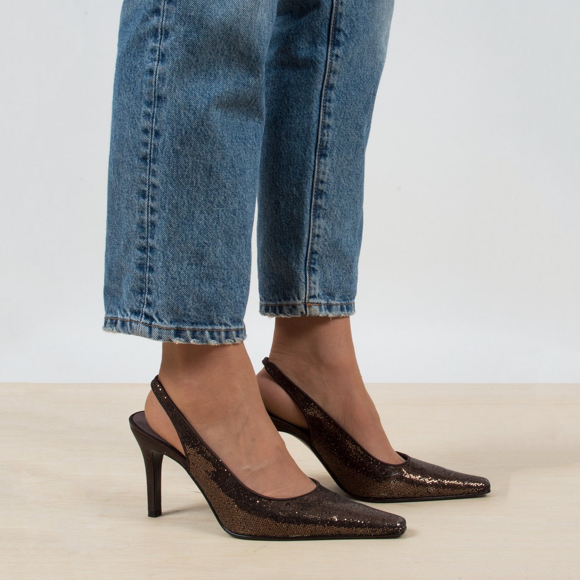 sparkle slingback heels