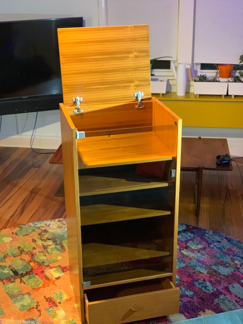 Teak Stereo with Lift Up Top for Turntable Access Etsy