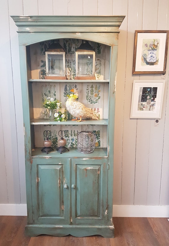 Painted Pine Wooden Bookcase Dresser Etsy
