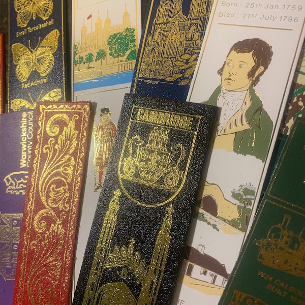 Leather Bookmarks History/Travel British, UK Gold Book Reader Gifts - Castles, London, England and California Souvenir Collector Bookmark