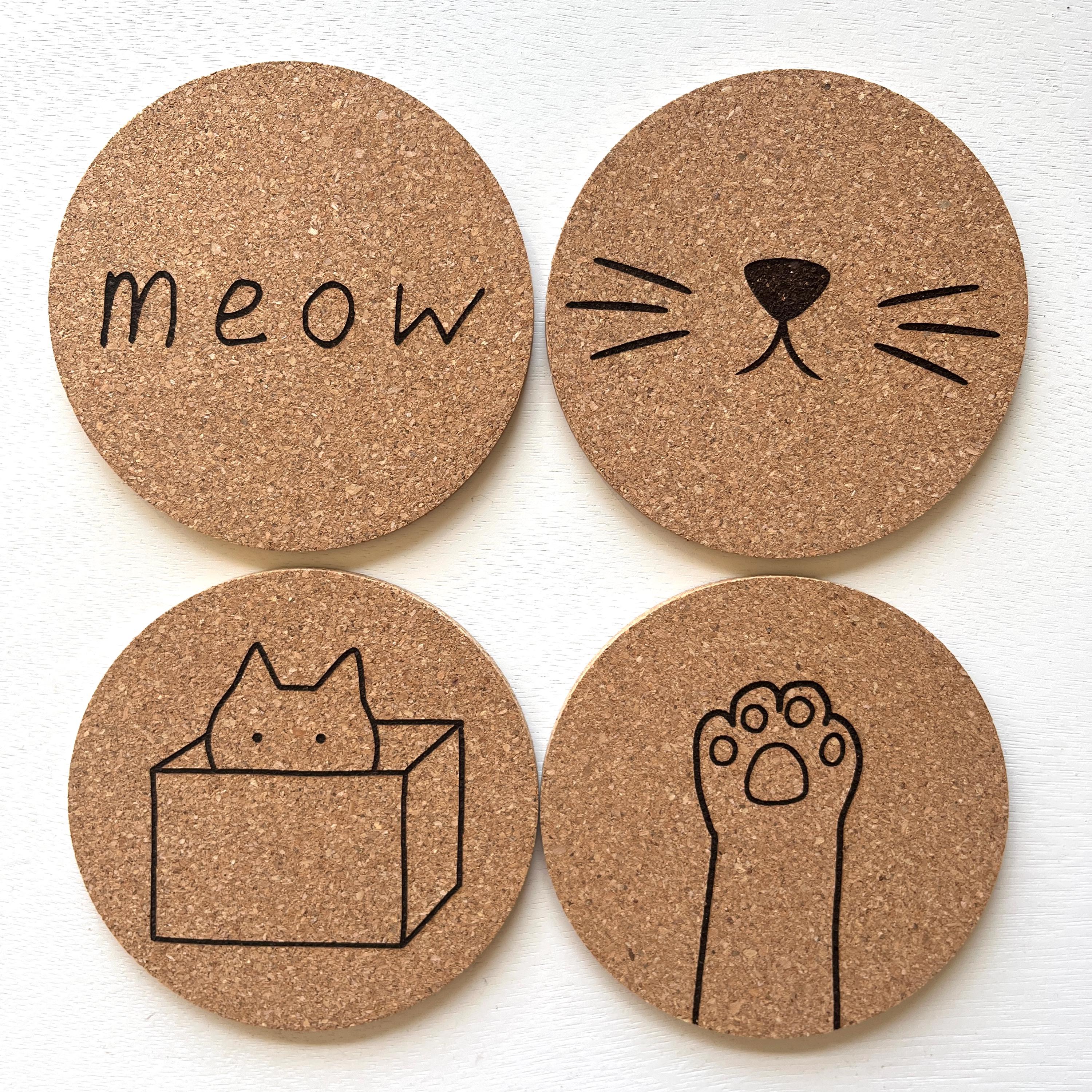 木製 コースター プレゼント 名入れ [ 2枚セット ] ラウンドコースター 名前入り おしゃれ カフェ 結婚祝い 新築祝い 開店祝い 誕生日 お店  名入 オリジナル ノベルティ ロゴ 記念品 クリスマス かわいい かっこいい 父の日 母の日 - 【アクリルグッズと名入れギフト TICO ... コースター5枚セット コルクコースター、猫用コースター、カーカップコースター、木製コースター、新築祝いのギフト 新しい家