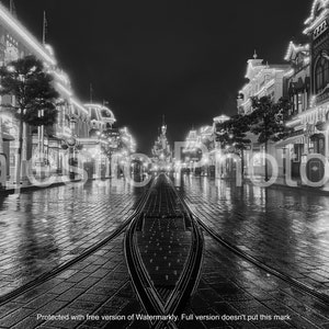 Sleeping Beauty Castle Black and White Main Street USA Instant Digital Download