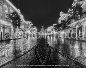 Sleeping Beauty Castle Black and White Main Street USA Instant Digital Download