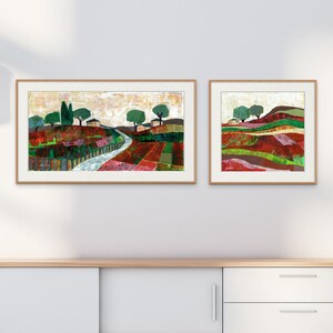 2 Paintings of Israeli Landscape ,Modern Wall Art Print, Colorful Northen Nature Painting, Contemporary Israeli Art , Living Room Wall Decor image 2