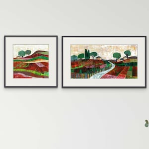 2 Paintings of Israeli Landscape ,Modern Wall Art Print, Colorful Northen Nature Painting, Contemporary Israeli Art , Living Room Wall Decor image 1