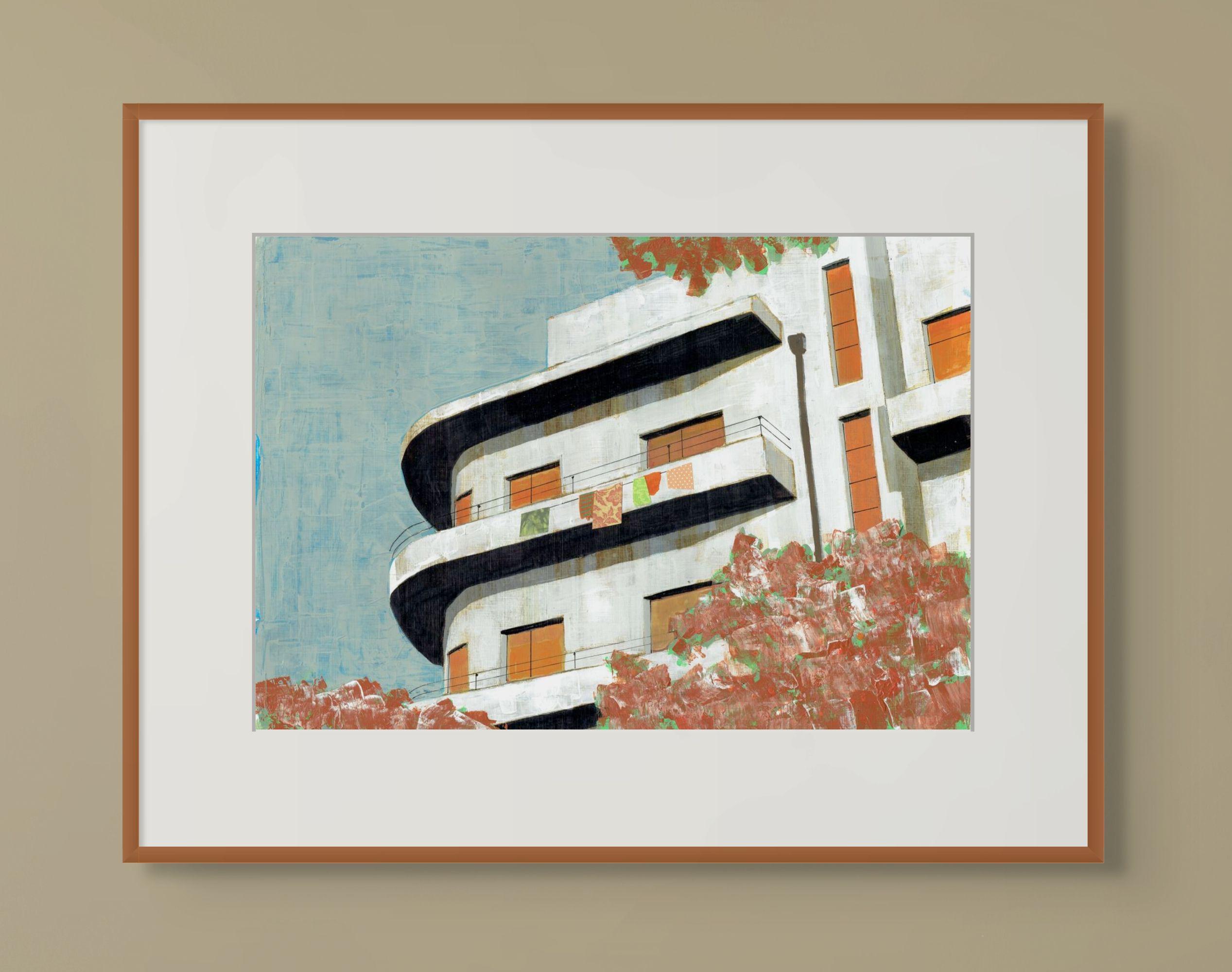 テルアビブのバウハウス建築の版画 - 手作りのアクリル画 - Etsy 日本