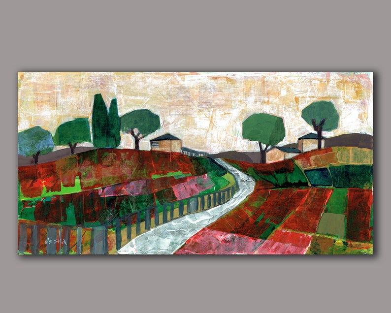 2 Paintings of Israeli Landscape ,Modern Wall Art Print, Colorful Northen Nature Painting, Contemporary Israeli Art , Living Room Wall Decor image 4