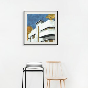 BAUHAUS building- Modern Acrylic Painting, TEL AVIV Architecture Wall Art Print, contemporary Minimalist Israeli Wall Art for home\ office