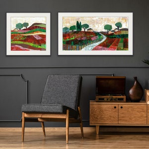 2 Paintings of Israeli Landscape ,Modern Wall Art Print, Colorful Northen Nature Painting, Contemporary Israeli Art , Living Room Wall Decor image 3