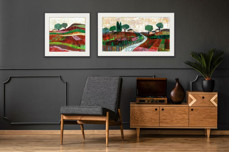 2 Paintings of Israeli Landscape ,Modern Wall Art Print, Colorful Northen Nature Painting, Contemporary Israeli Art , Living Room Wall Decor image 3