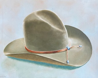 BETCHA WANNA TRY Me On! #2, original oil painting, western wall art, cowboy hat